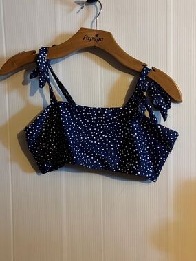 Navy Blue Polka Dot bikini top size large